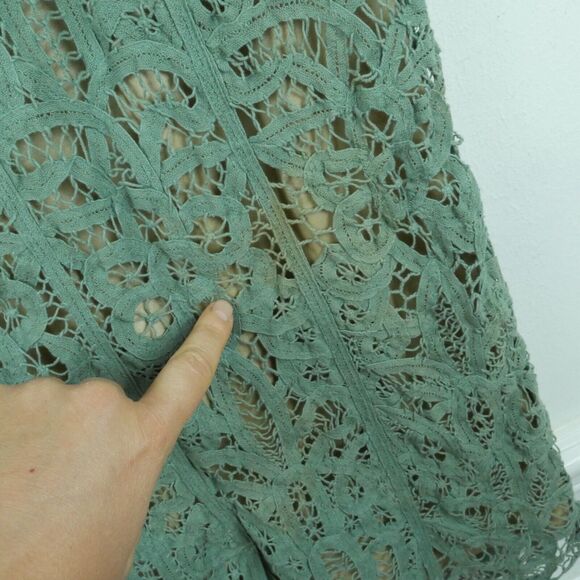 Betsey Johnson Size 2 Dress FLAWS Green Lace Goblincore Fairy Coquette Mini Y2K - Picture 10 of 16